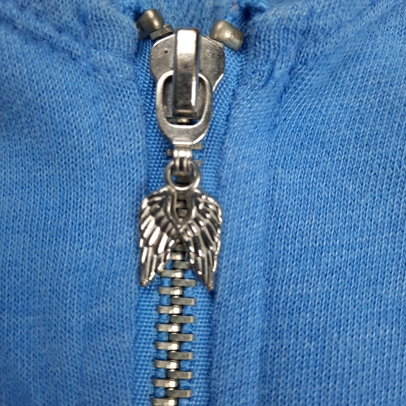 Victoria's Secret Sequin Angel Wings Blue Zip Hoodie SZ L - Picture 12 of 13